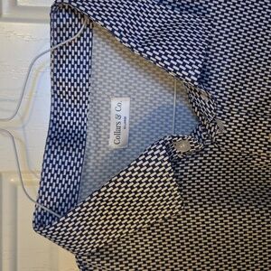 Collars & Co Men's Blue Patterned Polo Shirt Size 3X